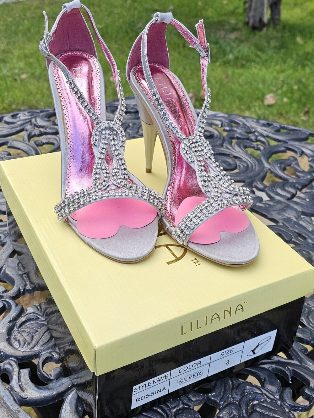 Liliana Silver Heels with Pink Metallic Insole and Pink Footbed